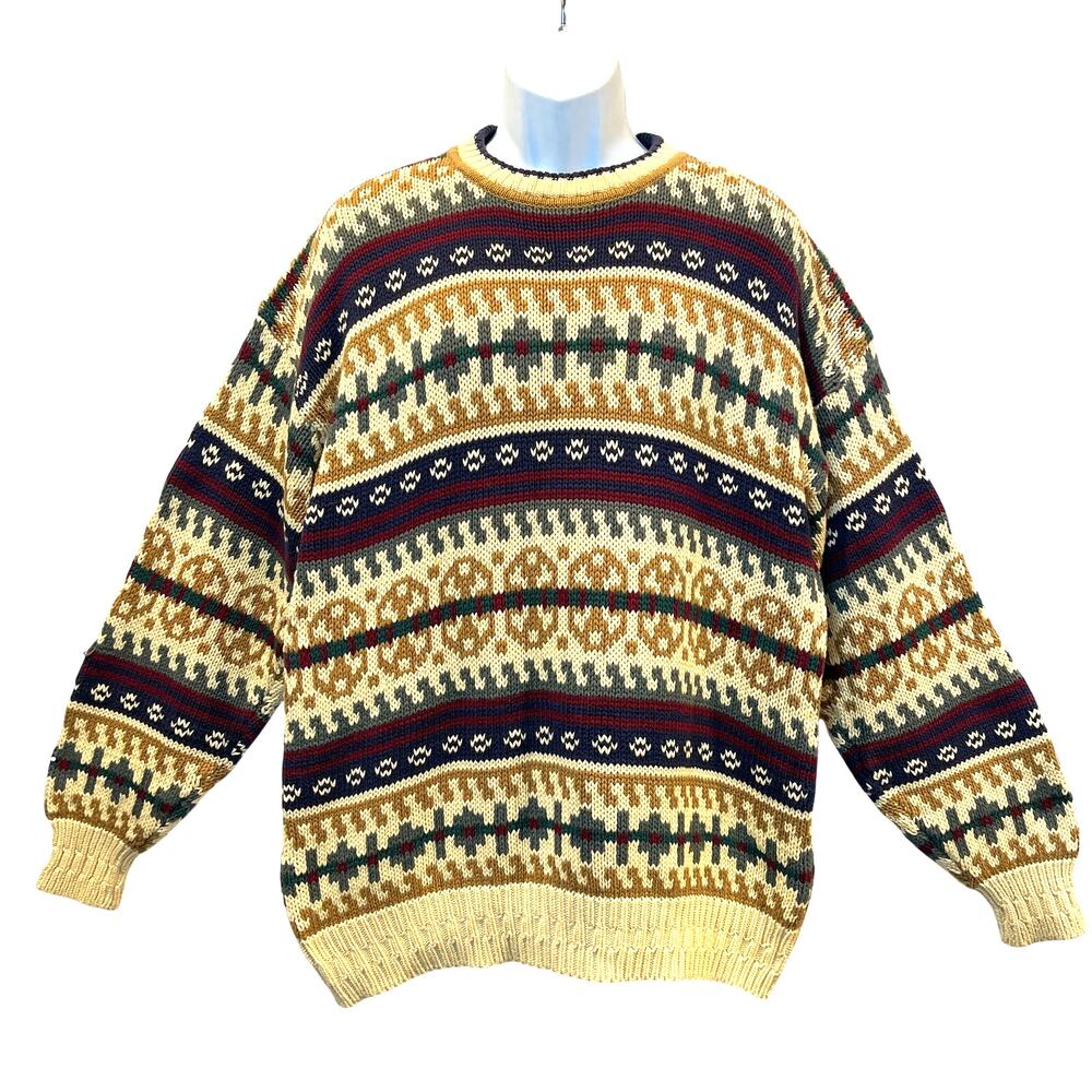 GANT Hand Framed Cotton Fair Isle Sweater Size XL